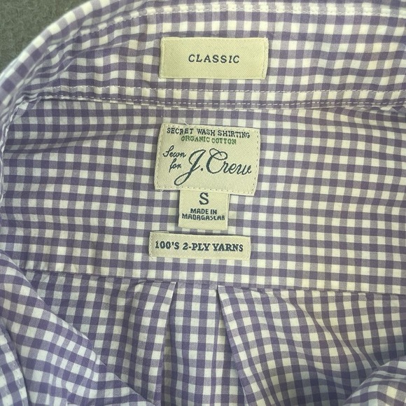 J. Crew Classic Button‎ Down Shirt Organic Cotton Gingham Check Small - Picture 3 of 13
